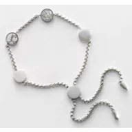 Victoria Silver Colored Stone Bracelet with White Pattern