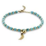 Victoria Gold-colored blue beaded bracelet