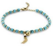 Victoria Gold color blue beaded bracelet