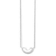 Victoria Silver crescent necklace with white stones