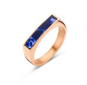 Victoria Rose Gold blue pattern ring