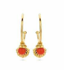 Victoria Gold coloured red pearl shell patterned earring