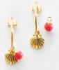 Victoria Gold coloured red pearl shell patterned earring