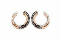 Victoria rose gold colour black white stone earrings