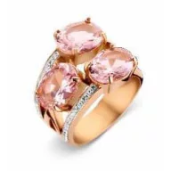 Victoria Rose gold colored white, pink stone ring