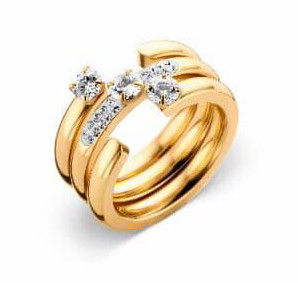 Victoria Gold colour white stone 3 as ring set