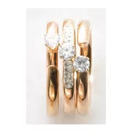 Victoria Rose gold colored white stone 3-piece ring set