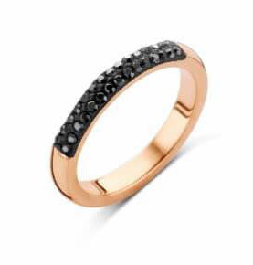 Victoria Rose Gold colour black stone ring