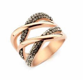 Victoria Rose Gold colour black stone ring