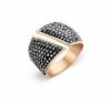 Victoria Rose Gold colour black stone ring