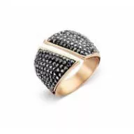 Victoria Rose gold colored black stone ring