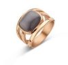 Victoria Rose Gold colour black stone ring