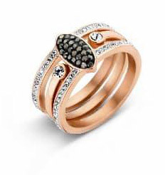 Victoria Rose Gold colour black, white stone ring set