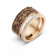 Victoria Rose gold colored black stone ring