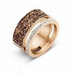Victoria rose gold colour black stone ring