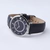 Victoria Silver colored pebbled blue leather strap watch