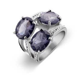 Victoria Silver colour blue stone ring