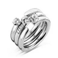 Victoria Silver-colored white stone 3-ring set