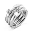 Victoria Silver-colored white stone 3-ring set