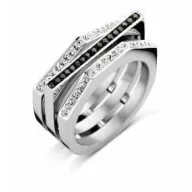 Victoria Silver-colored ring with black and white stones