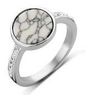 Victoria Silver coloured white pattern ring