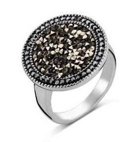 Victoria Silver black stone ring