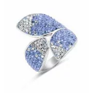   Victoria Silver colored petal ring with blue and white stones