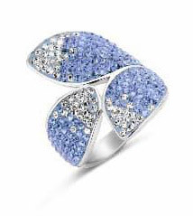 Victoria silver blue white stone petal ring