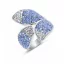 Victoria Silver colored petal ring with blue and white stones