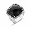 Victoria Silver black stone ring