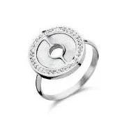 Victoria Silver colored patterned, stone ring